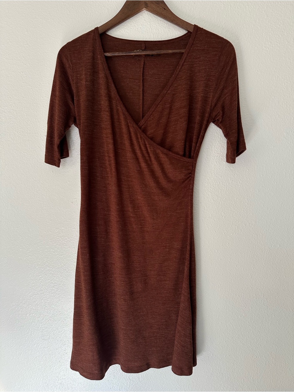 PrAna Burnt Orange Wrap-Style Mini Dress